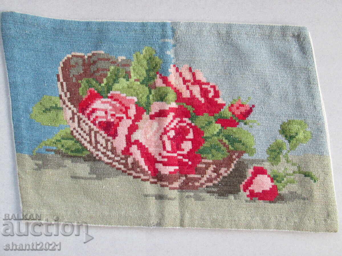 Δημοπρασία Χειροποίητο κέντημα γομπλέν τριαντάφυλλα 27x18εκ