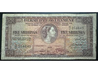 Bermuda 5 Șilingi 1952 Pick 18b Ref 4645