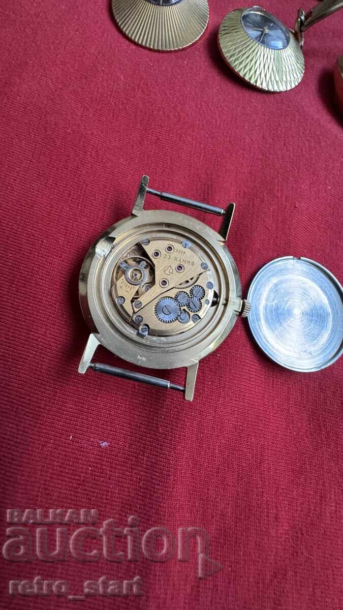 Позлатен часовник Луч 23 камъка 10 микрона, нов! - 6