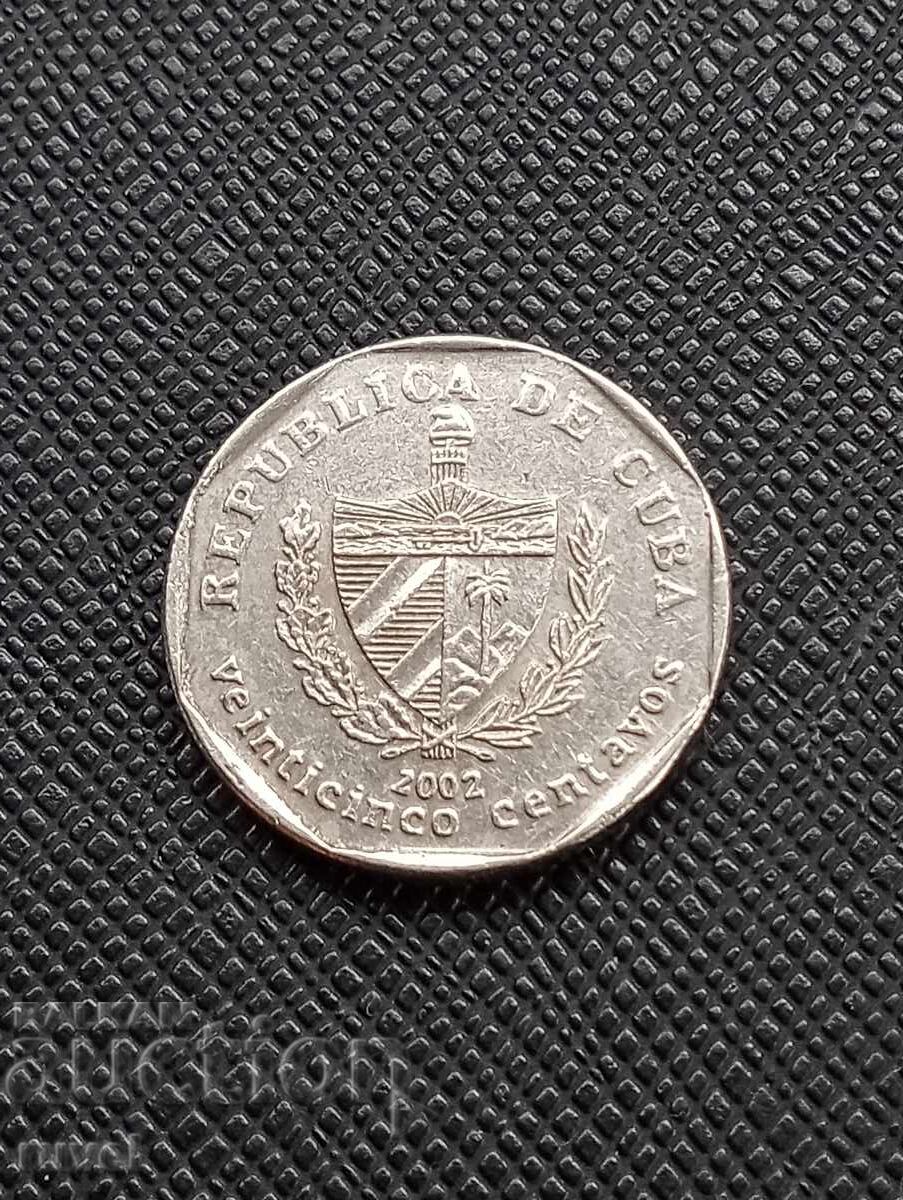 Cuba, 25 centavos 2002 cu preț 1.00 BGN | € 0.51