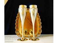 Bronze wine glasses, unique grape relief