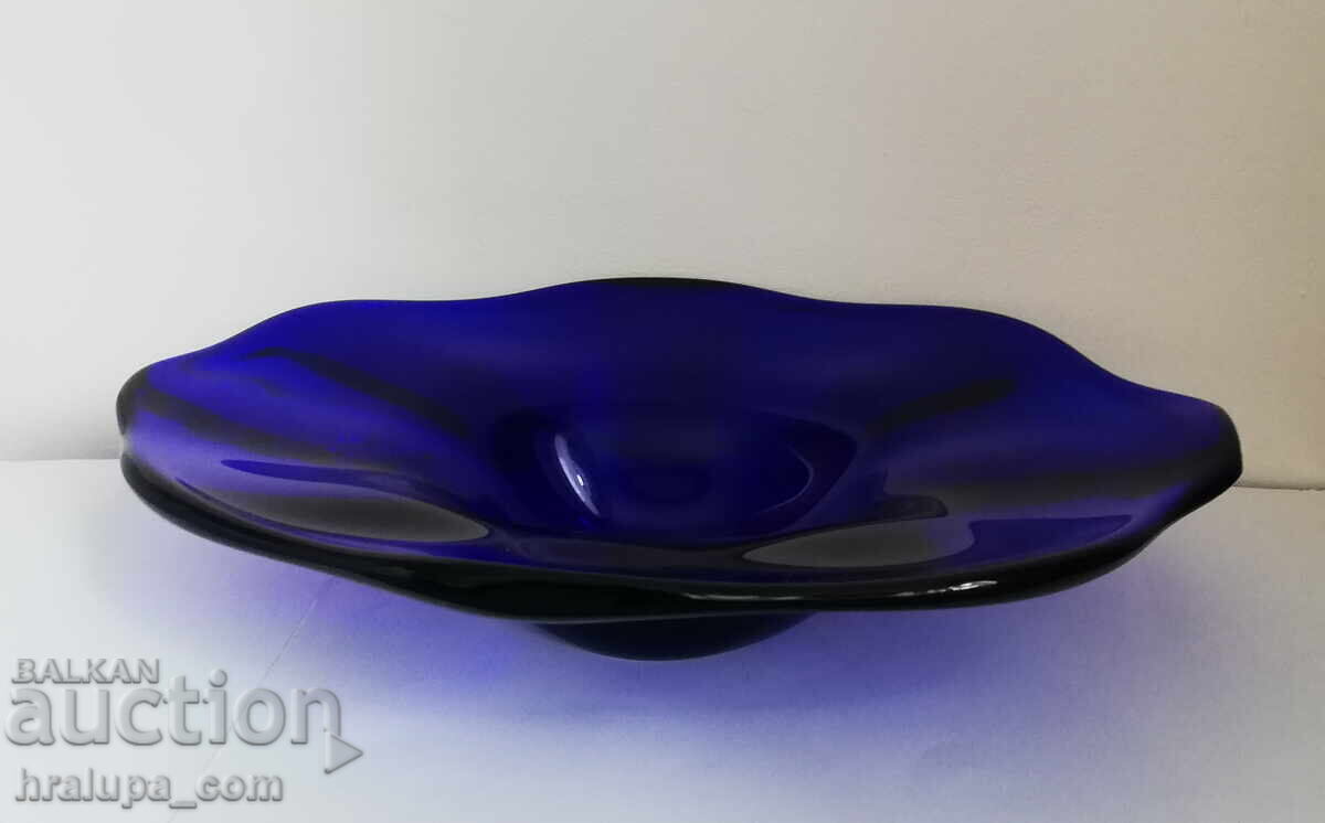 Fructieră vintage albastru cobalt art deco Fructieră vintage albastru cobalt art deco