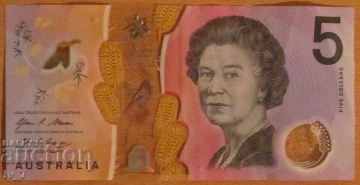 5 DOLLARS 2016, AUSTRALIA - Polymer