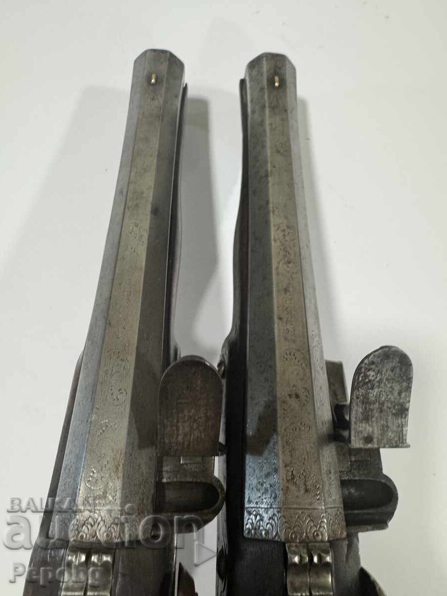 Уникален чифт кремъчни пистолети, пищови, револвер - 5