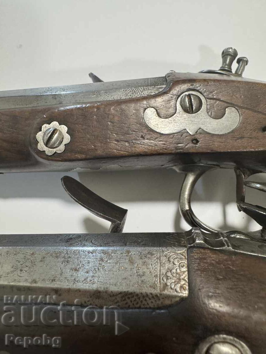 Уникален чифт кремъчни пистолети, пищови, револвер - 6