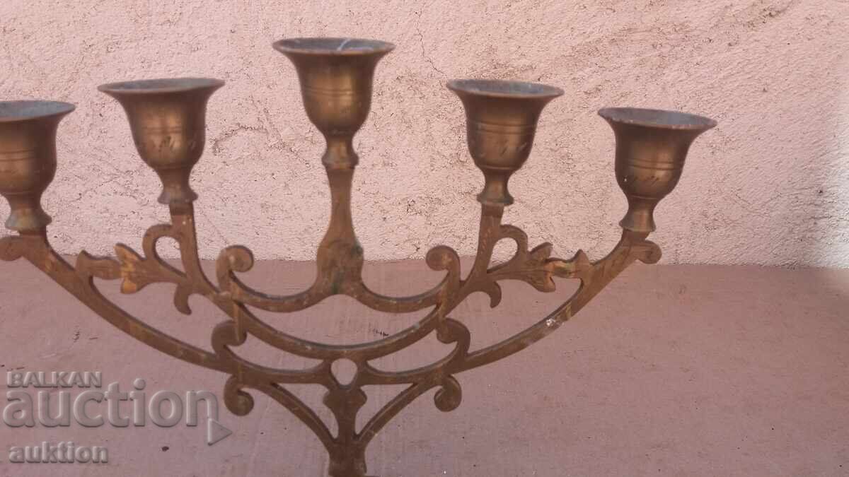 SFEȘNIC MASIV DIN BRONZ - CU ORNAMENTE - 5