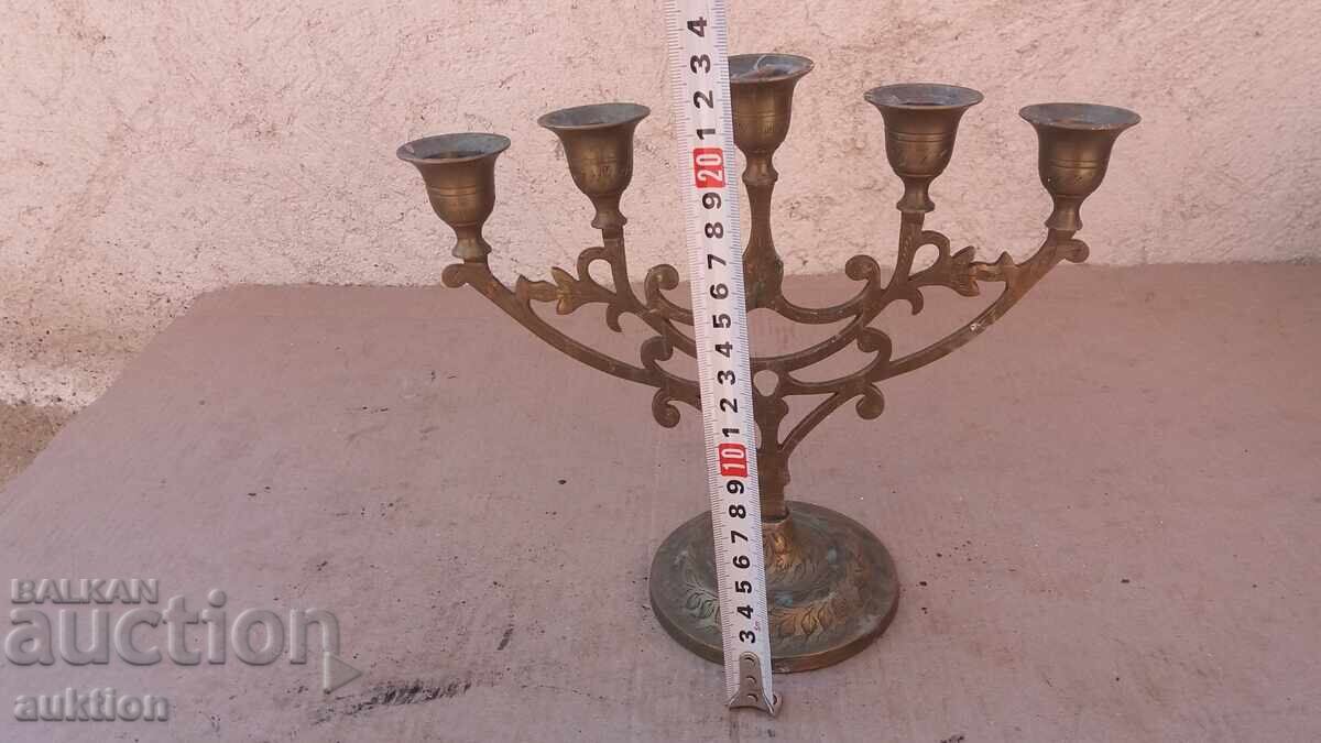 SFEȘNIC MASIV DIN BRONZ - CU ORNAMENTE - 6