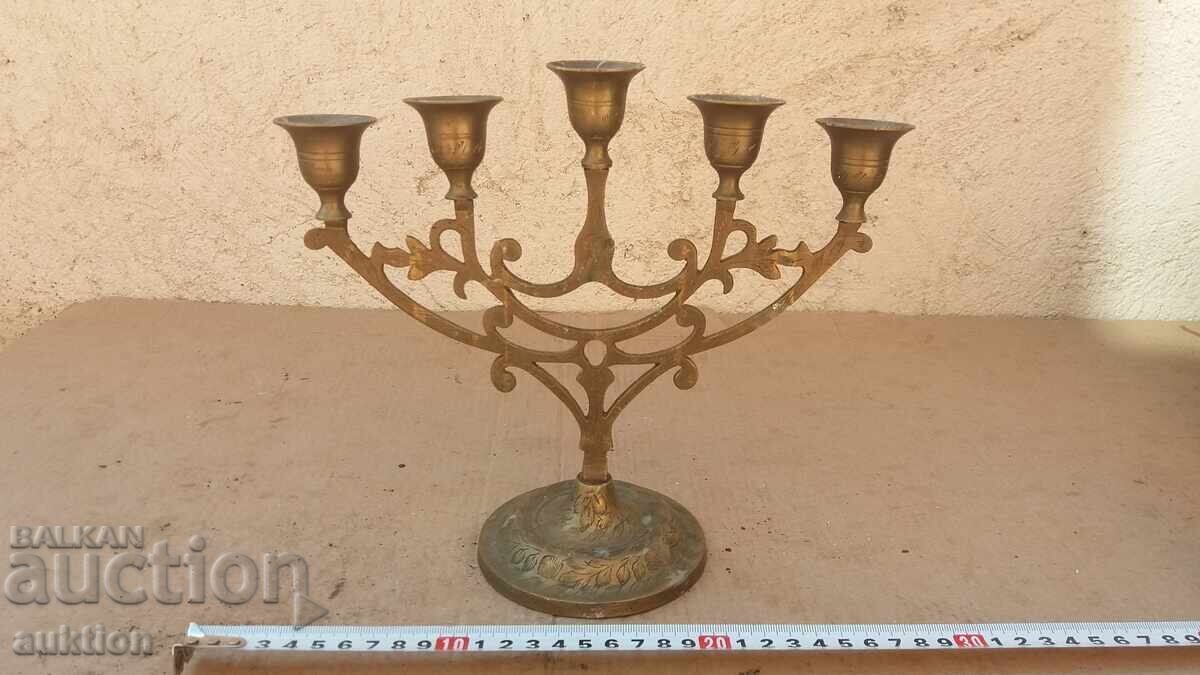 SFEȘNIC MASIV DIN BRONZ - CU ORNAMENTE