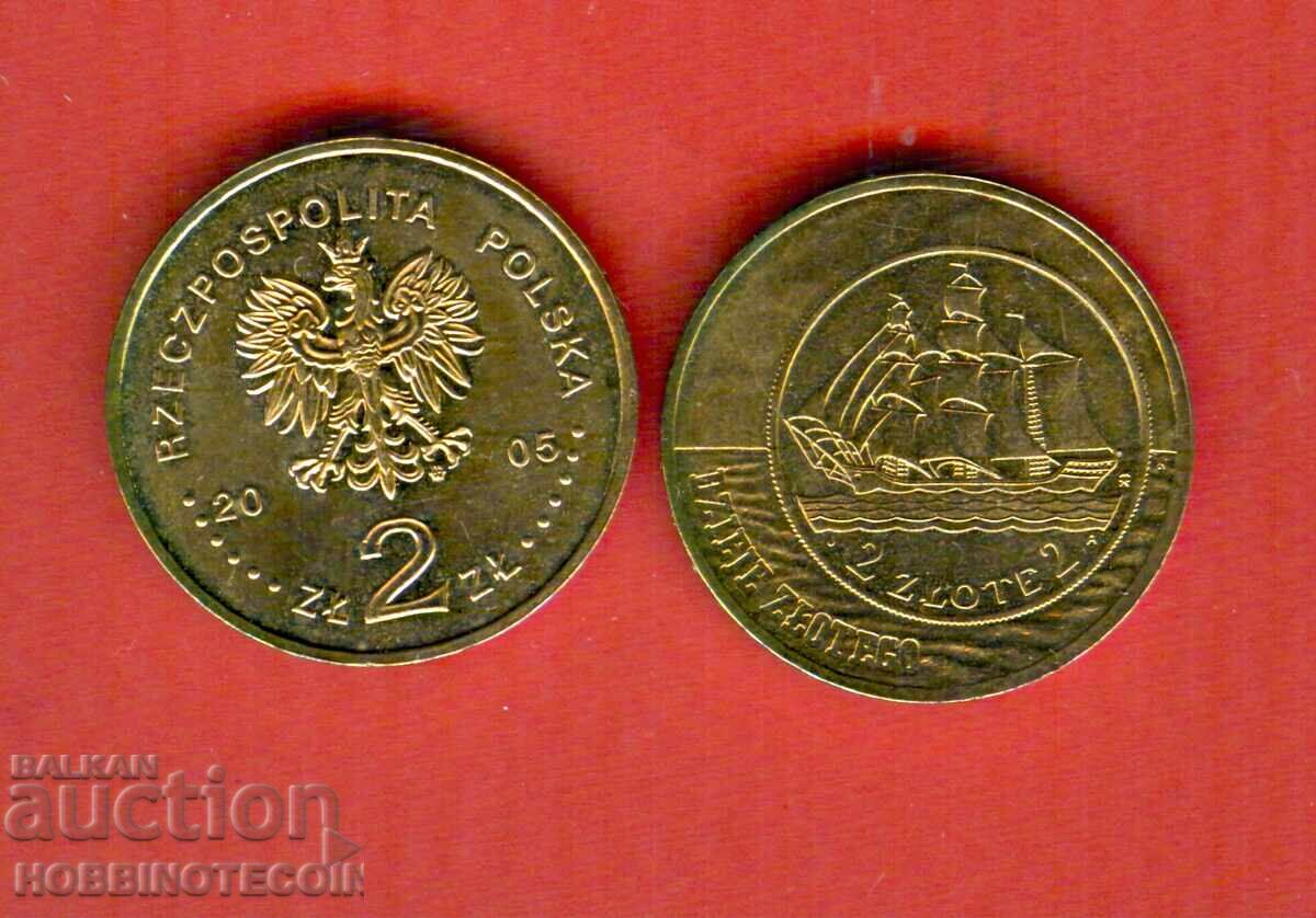 ПОЛША POLAND 2 Злоти КОРАБ ПЛАТНОХОД issue 2005 НОВА UNC