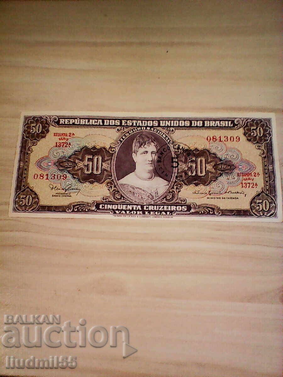 Brazilia 50 cruzeiro 1966 supratipar 5 centavo Brazilia 50 cruzeiro 1966 supratipar 5 centavo