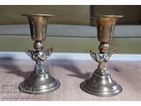 Brass candlesticks, two pieces, for connoisseurs