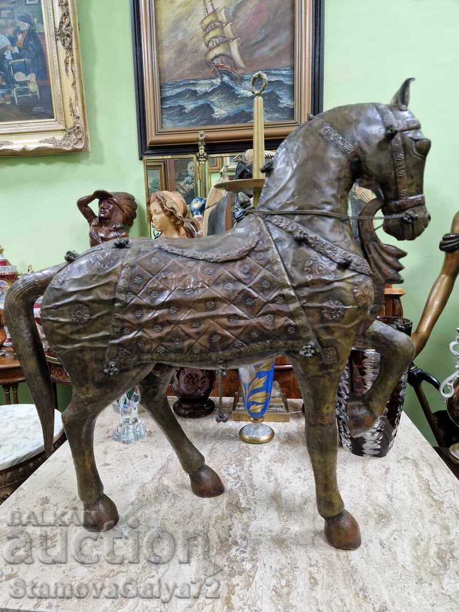 Figură unică, imensă, din lemn, cu aplicații din alamă - 6