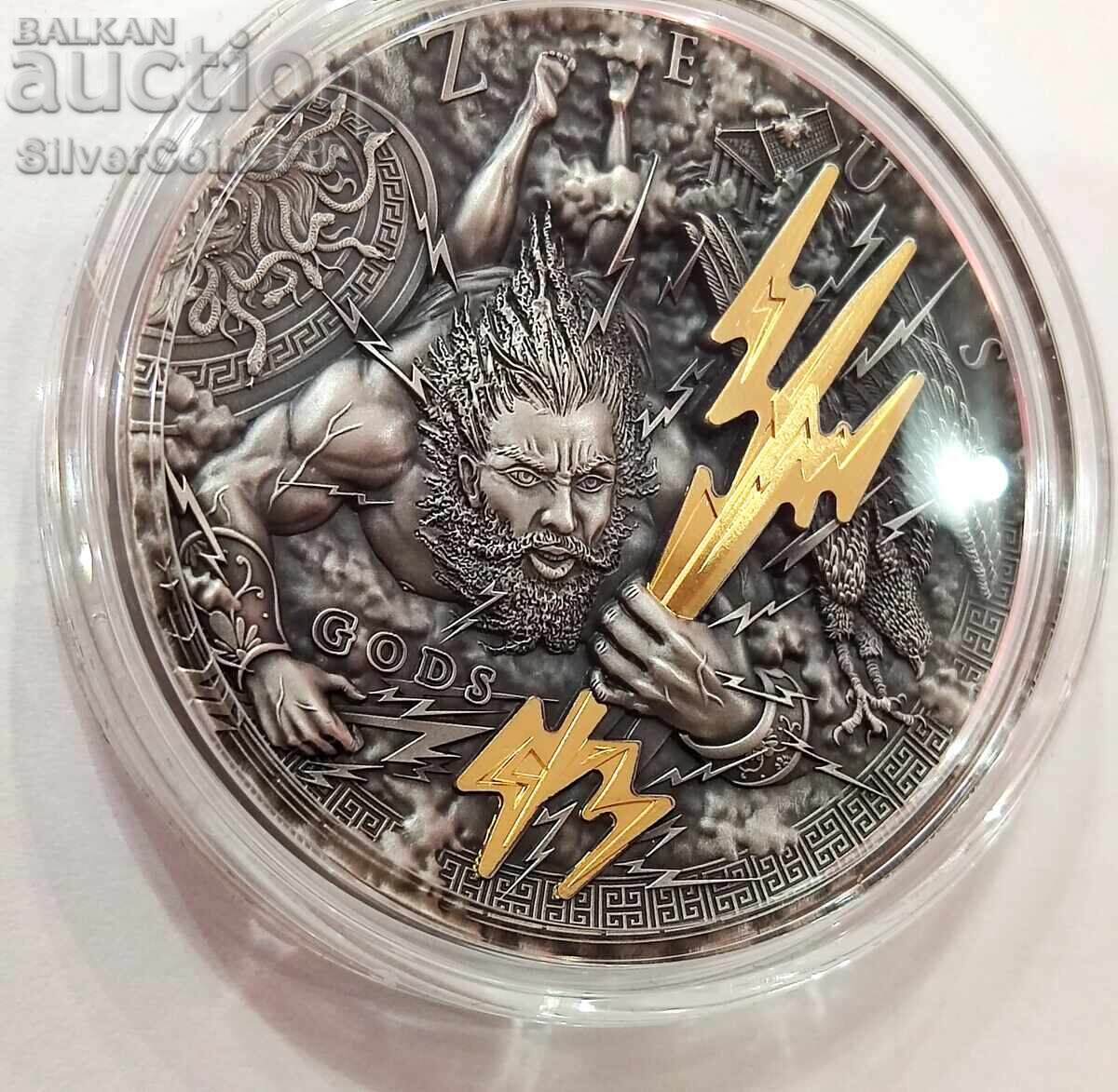 Silver 2 Oz Zeus Gods 2021 Niue Islands with price 580.00 BGN | € 296.55 Silver 2 Oz Zeus Gods 2021 Niue Islands with price 580.00 BGN | € 296.55
