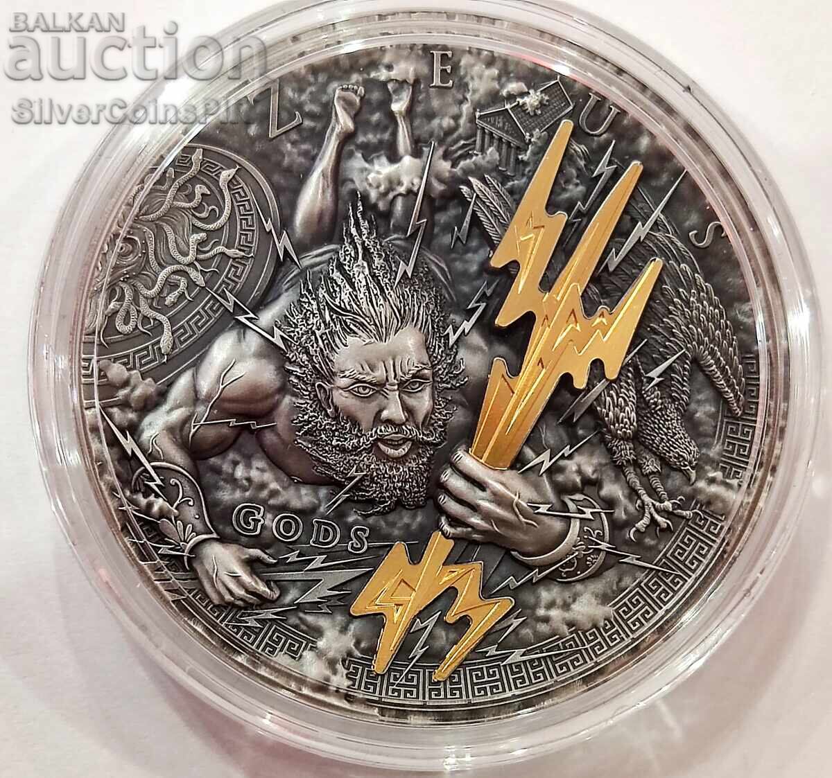 Silver 2 Oz Zeus Gods 2021 Niue Islands Silver 2 Oz Zeus Gods 2021 Niue Islands