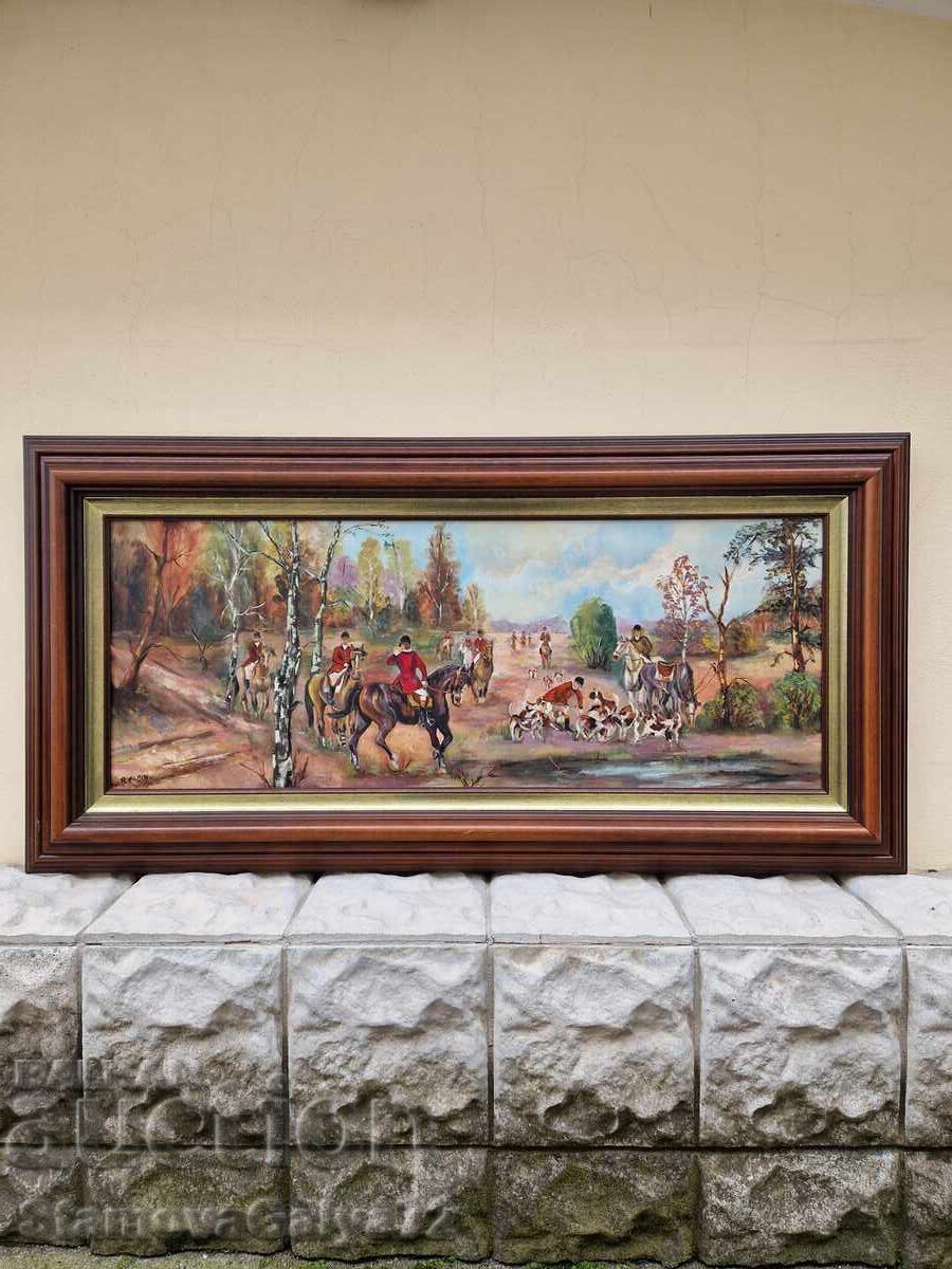 Top! Unique large antique oil painting on canvas