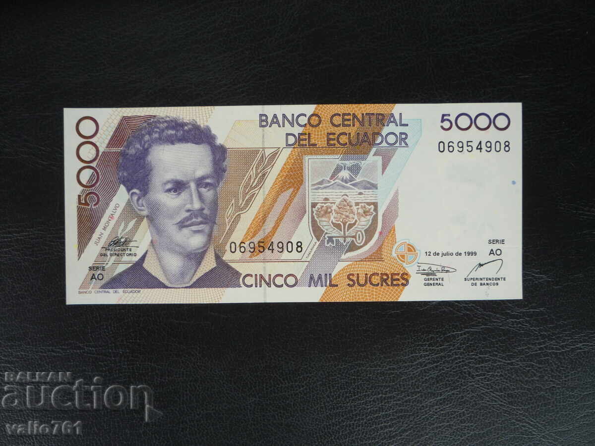 ECUADOR 5000 5,000 SUCRES 1999 NEW UNC