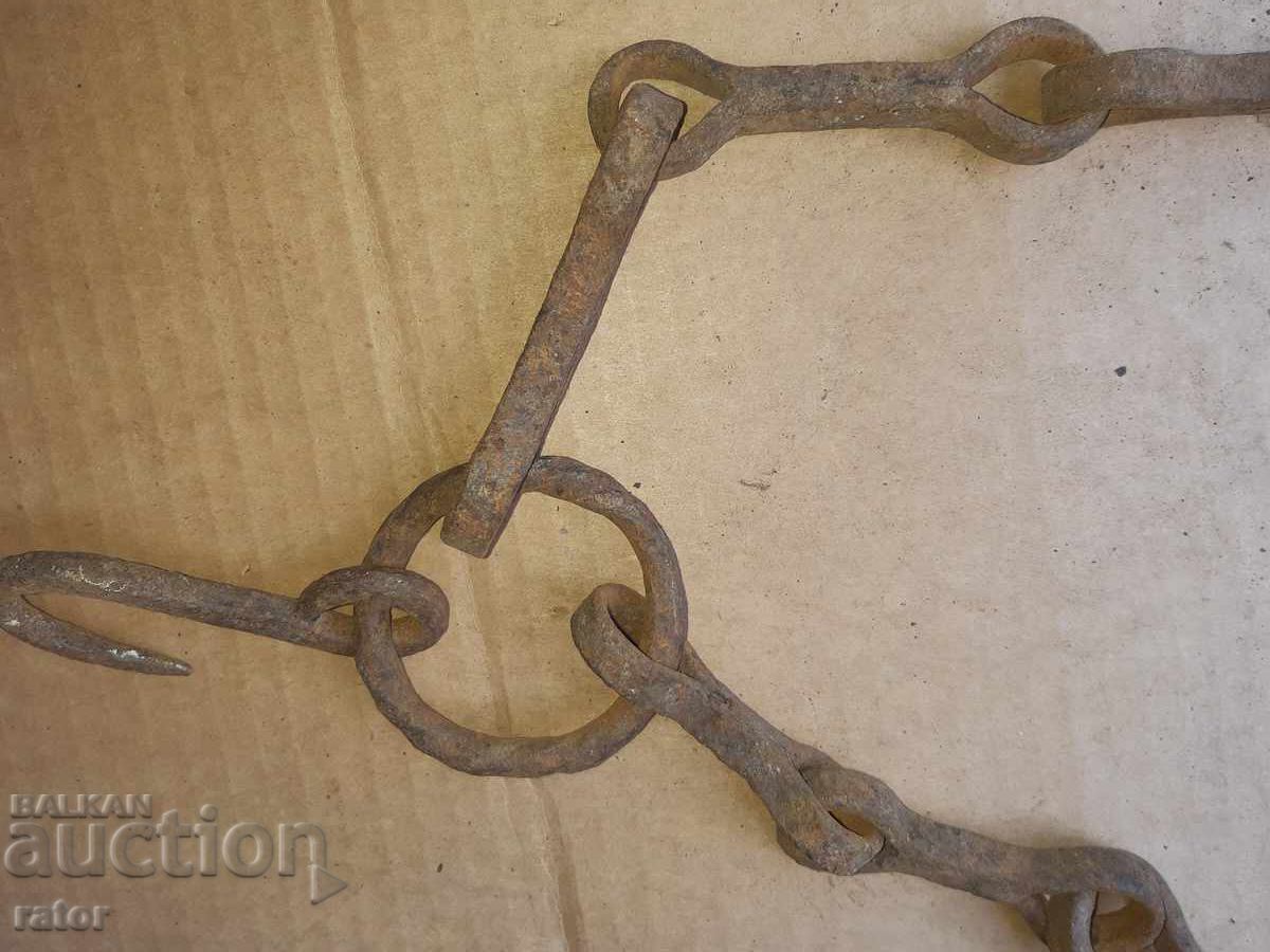 Old wrought iron fireplace chain, sturdy - 5 Old wrought iron fireplace chain, sturdy - 5