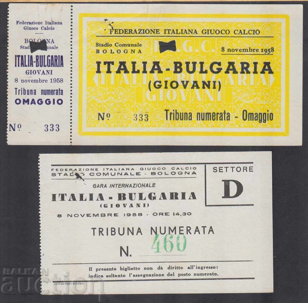 Bilet de fotbal vechi ITALIA - BULGARIA 1958 - JUNIORI