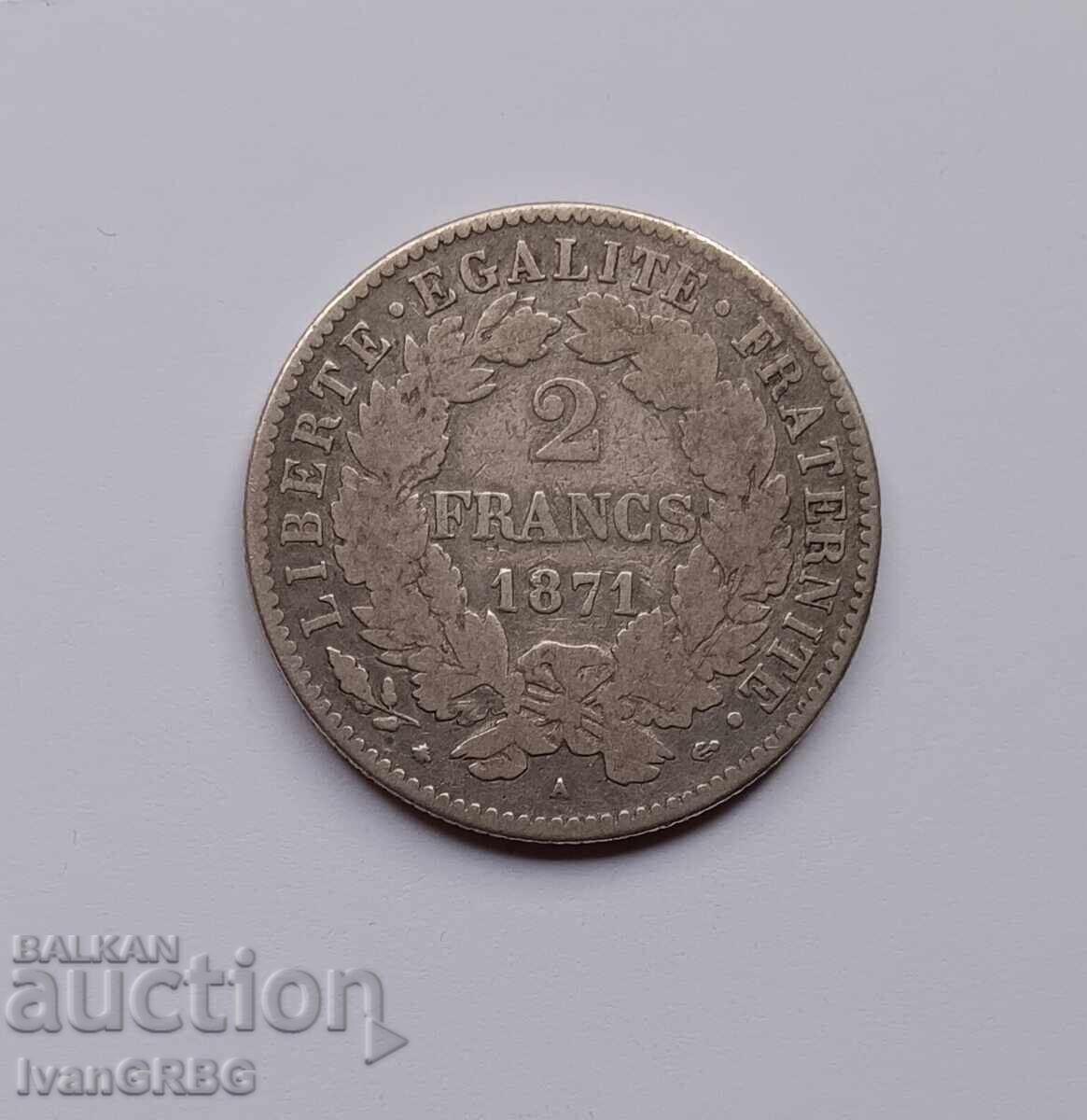 2 Francs France 1871 2 Francs 1871 France THIRD REPUBLIC with price 28.00 BGN | € 14.32 2 Francs France 1871 2 Francs 1871 France THIRD REPUBLIC with price 28.00 BGN | € 14.32