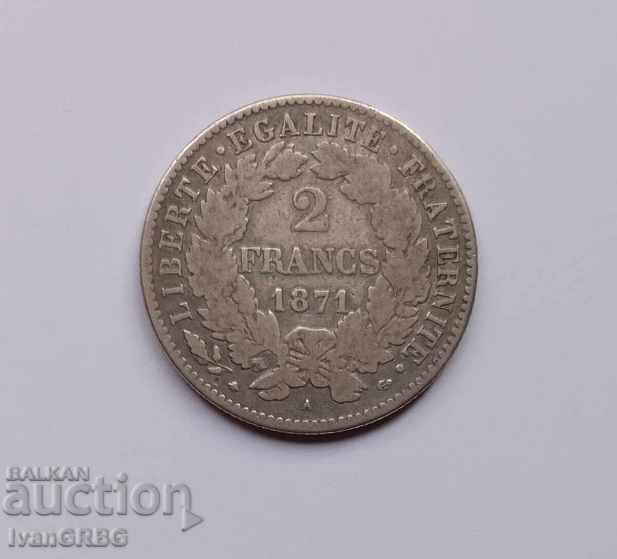 2 Francs France 1871 2 Francs 1871 France THIRD REPUBLIC 2 Francs France 1871 2 Francs 1871 France THIRD REPUBLIC