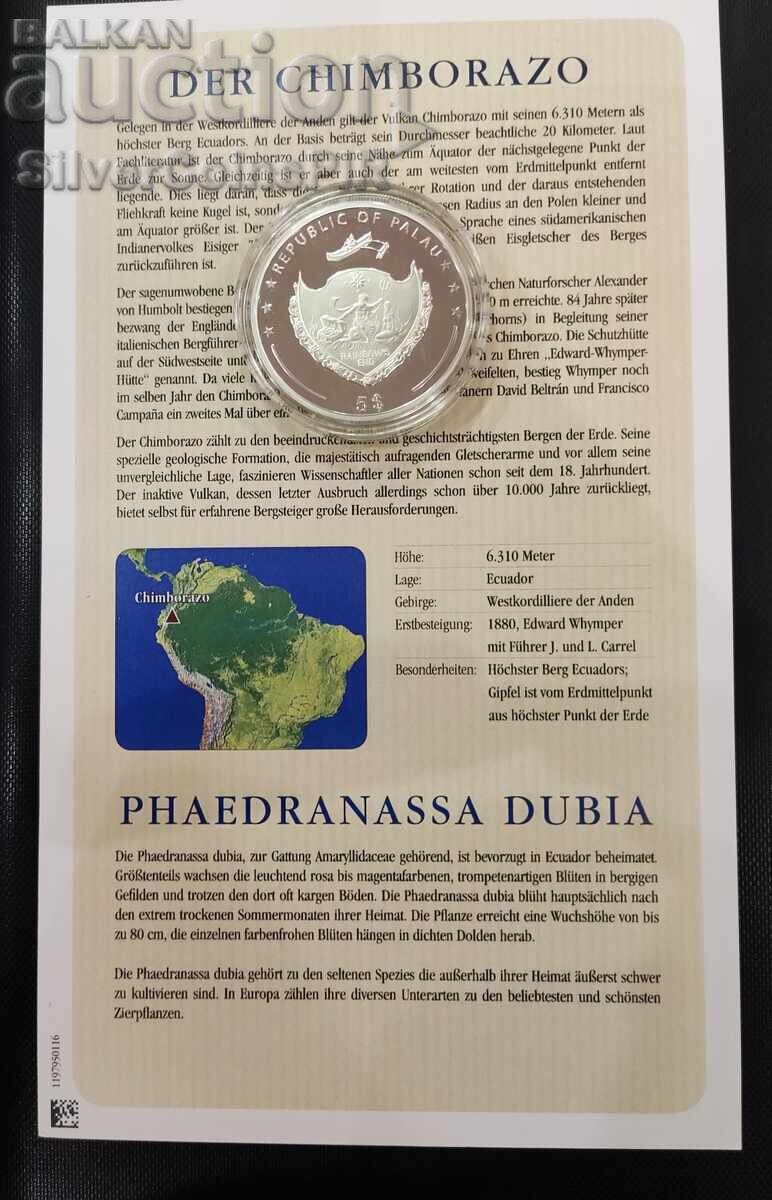 Auction Silver 5$ Chimborazo Mountain Peak and Flora 2012 Palau Auction Silver 5$ Chimborazo Mountain Peak and Flora 2012 Palau