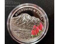 Silver 5$ Chimborazo Mountain Peak and Flora 2012 Palau