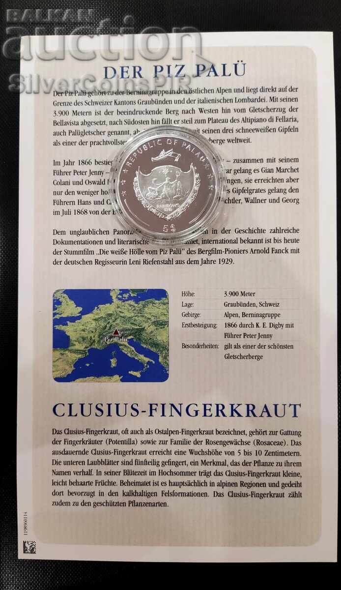 Доставка на Сребро 5$ Връх Пиц Палю Планини и Флора 2013 Палау Доставка на Сребро 5$ Връх Пиц Палю Планини и Флора 2013 Палау