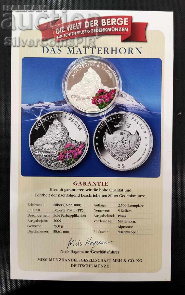 Auction Silver 5$ Matterhorn Mountains and Flora 2009 Palau Auction Silver 5$ Matterhorn Mountains and Flora 2009 Palau
