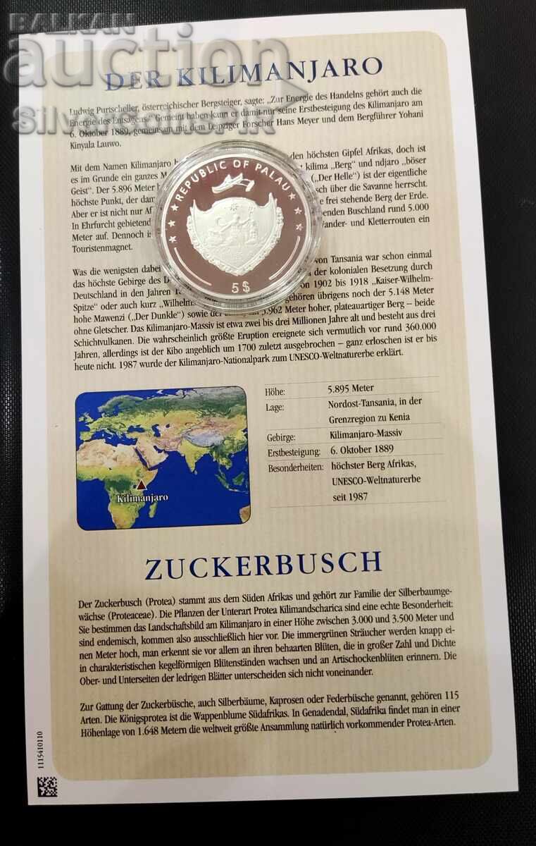 Παράδοση Ασήμι 5$ Κορυφή Κιλιμάντζαρο Βουνά και Χλωρίδα 2010 Παλάου Παράδοση Ασήμι 5$ Κορυφή Κιλιμάντζαρο Βουνά και Χλωρίδα 2010 Παλάου