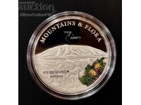 Silver 5$ Mount Kilimanjaro Mountains and Flora 2010 Palau