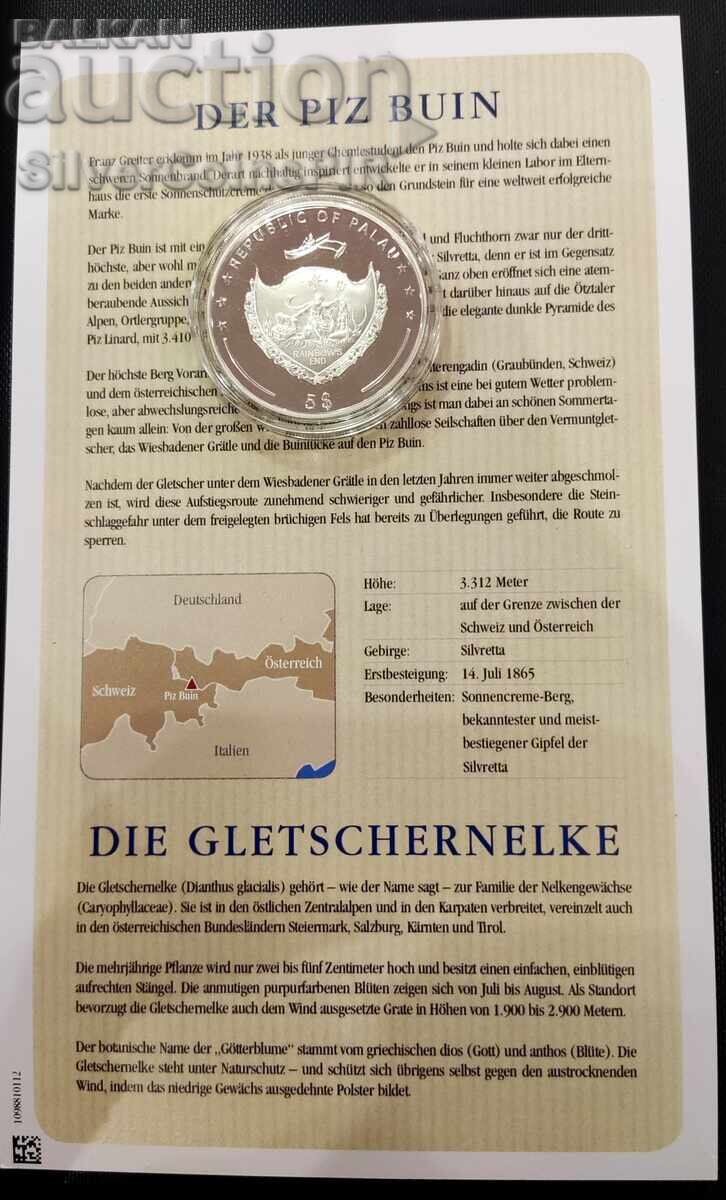 Auction Silver 5$ Mount Piz Buin Mountains and Flora 2009 Palau Auction Silver 5$ Mount Piz Buin Mountains and Flora 2009 Palau