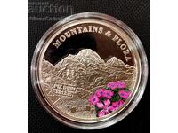 Silver 5$ Mount Piz Buin Mountains and Flora 2009 Palau
