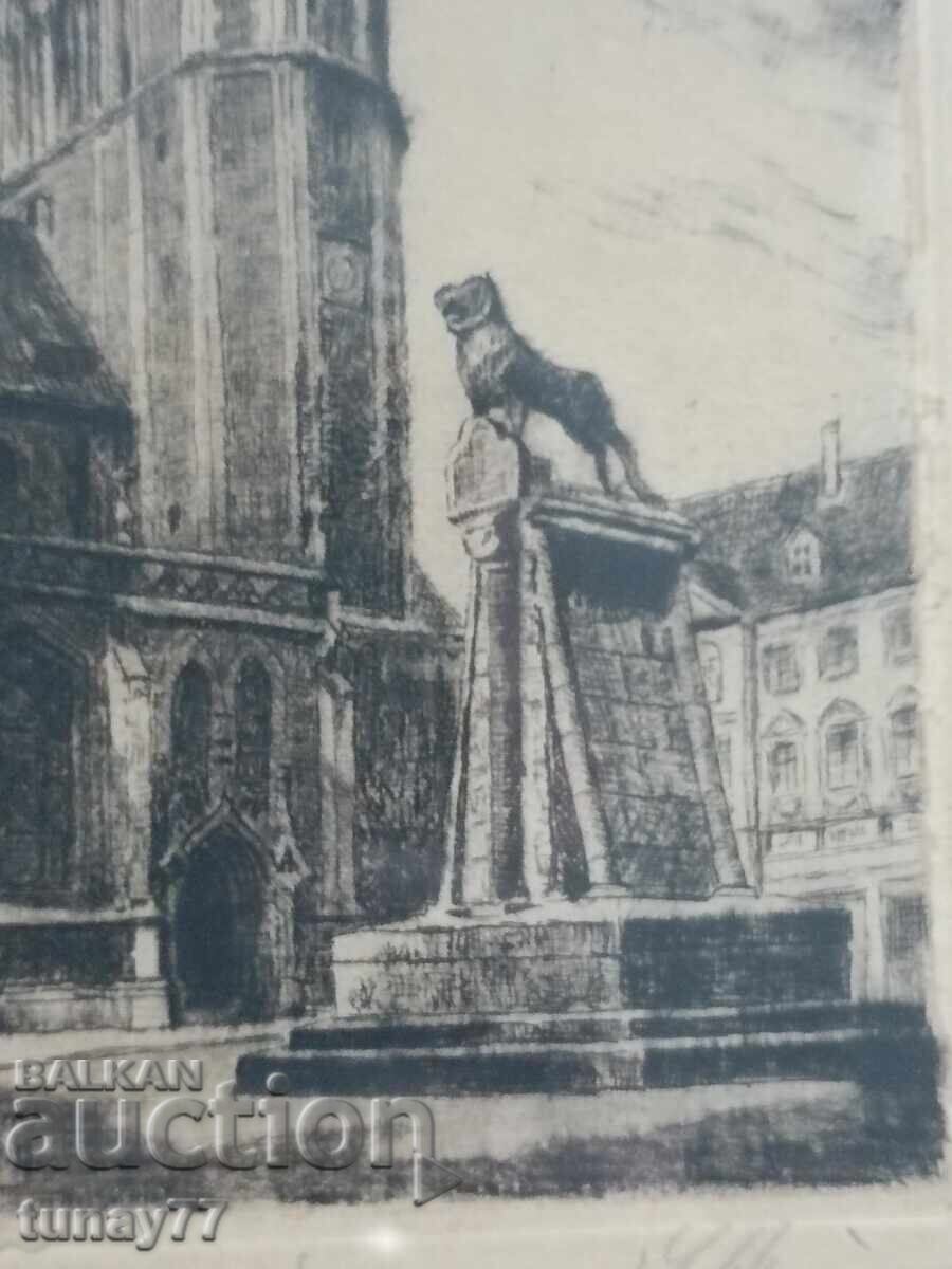 Auction Old, unique graphic painting, glass front Auction Old, unique graphic painting, glass front