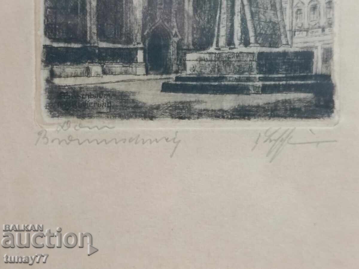 Παλιά, μοναδική ζωγραφική, γραφικό, γυαλί μπροστά - 6