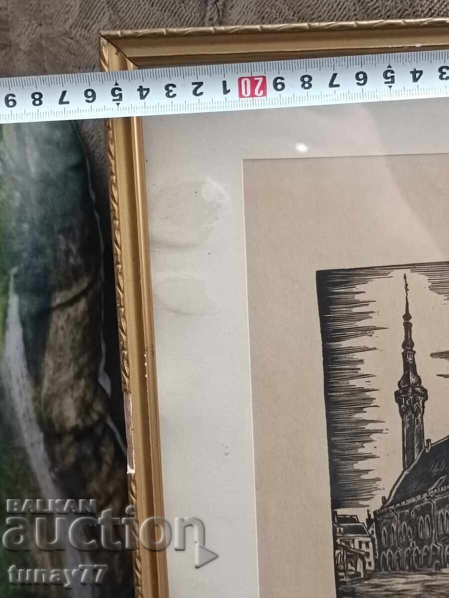 Доставка на Стара уникално картина графика  стъкло отпред