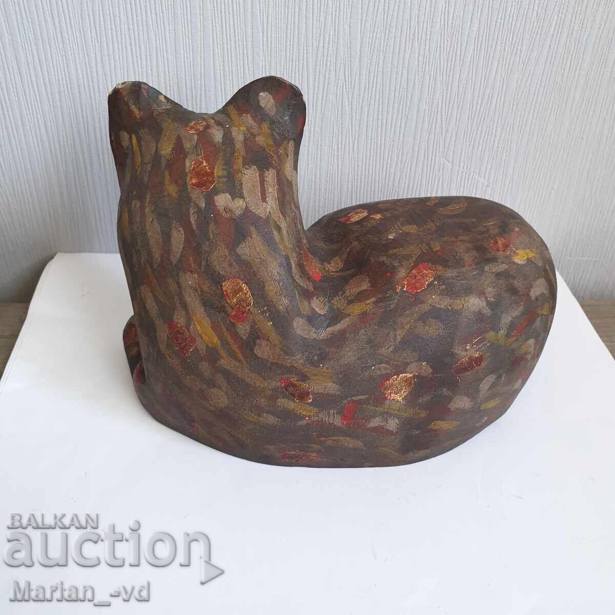 Παράδοση Παλιά ξύλινη γάτα χειροποίητη