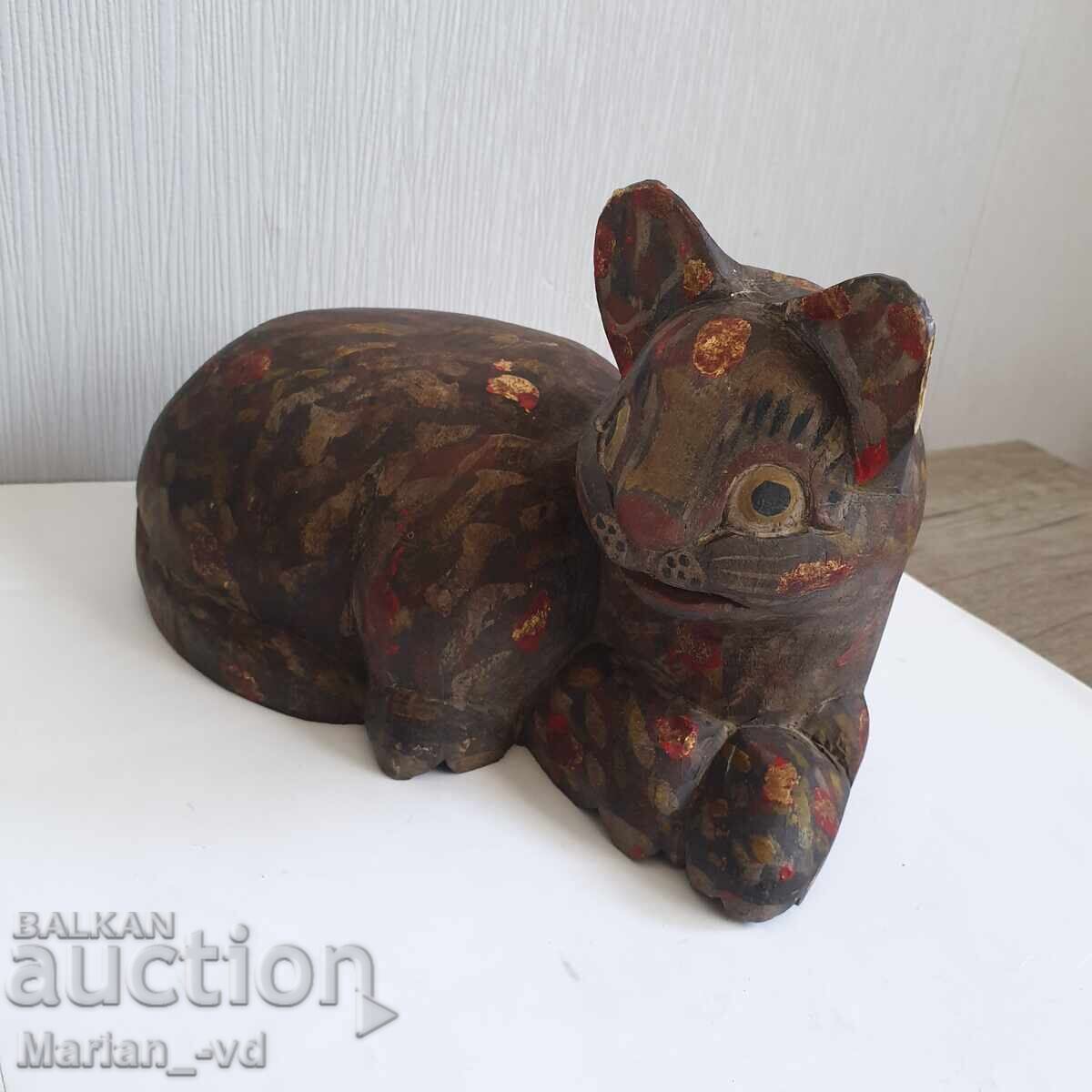 Παλιά ξύλινη γάτα χειροποίητη - 6