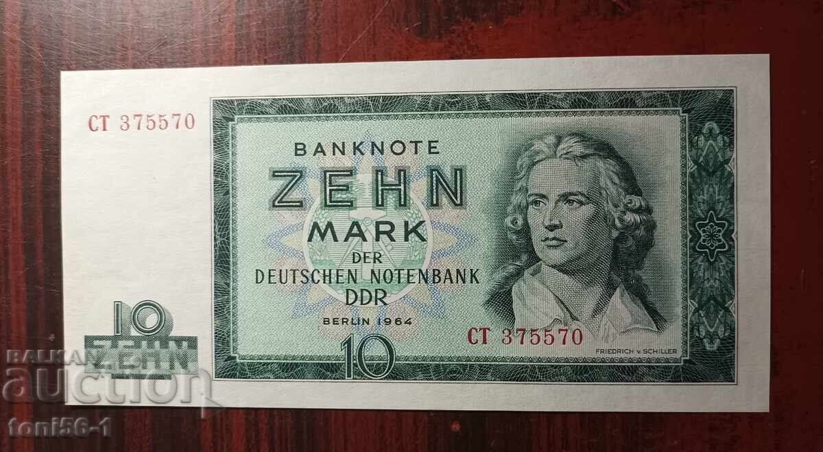 Германия - ГДР 10 марки 1964г, UNC