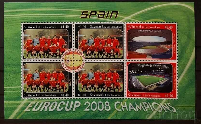 Άγιος Βικέντιος και Γρεναδίνες 2008 Αθλητισμός/Ποδόσφαιρο Ισπανία Block MNH