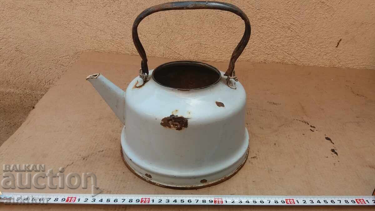 Enamelled Teapot with Markings