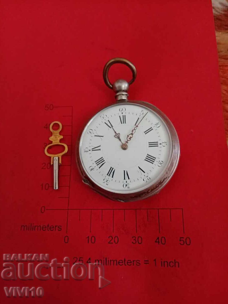 Antique French Pocket Watch, Silver Antique French Pocket Watch, Silver