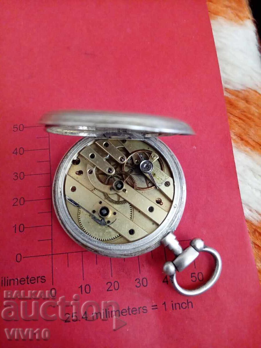 Παράδοση Παλαιό ρολόι τσέπης Γαλλίας, ασήμι