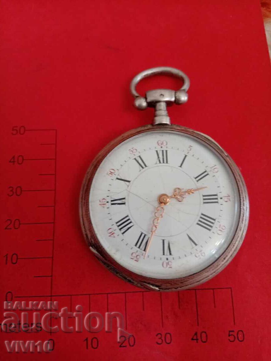 Παλαιό ρολόι τσέπης Γαλλίας, ασήμι