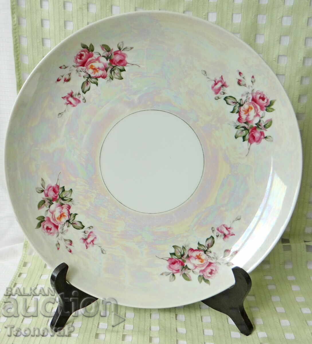 Porcelain platter, large plate with roses