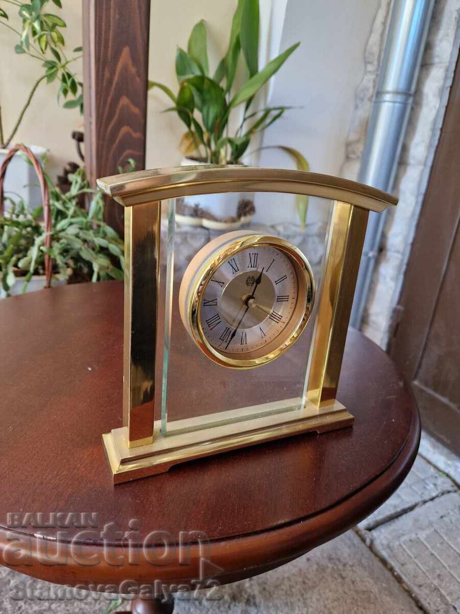 Δημοπρασία Όμορφο επιτραπέζιο ρολόι-ξυπνητήρι από ορείχαλκο και κρύσταλλο