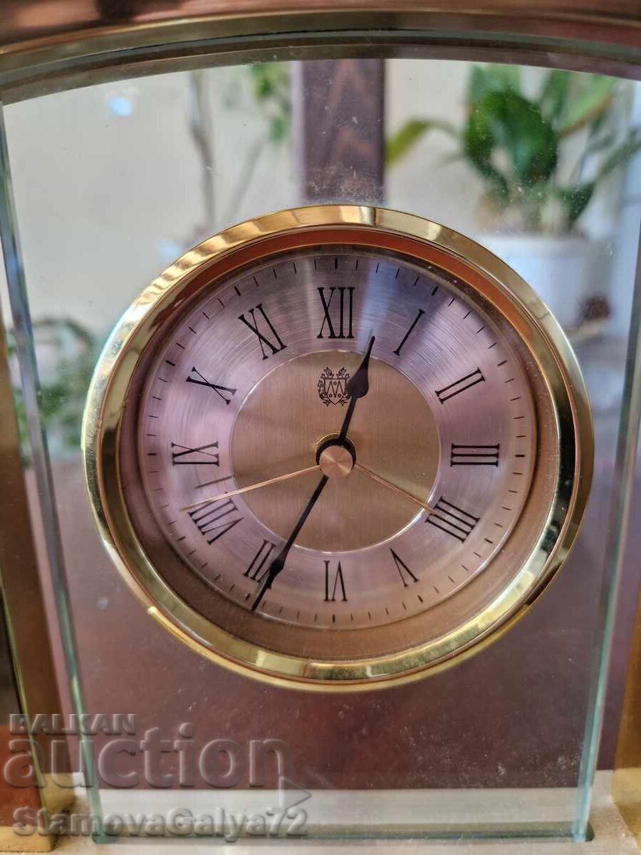 Όμορφο επιτραπέζιο ρολόι-ξυπνητήρι από ορείχαλκο και κρύσταλλο - 5