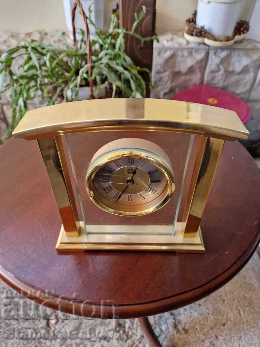 Όμορφο επιτραπέζιο ρολόι-ξυπνητήρι από ορείχαλκο και κρύσταλλο - 6