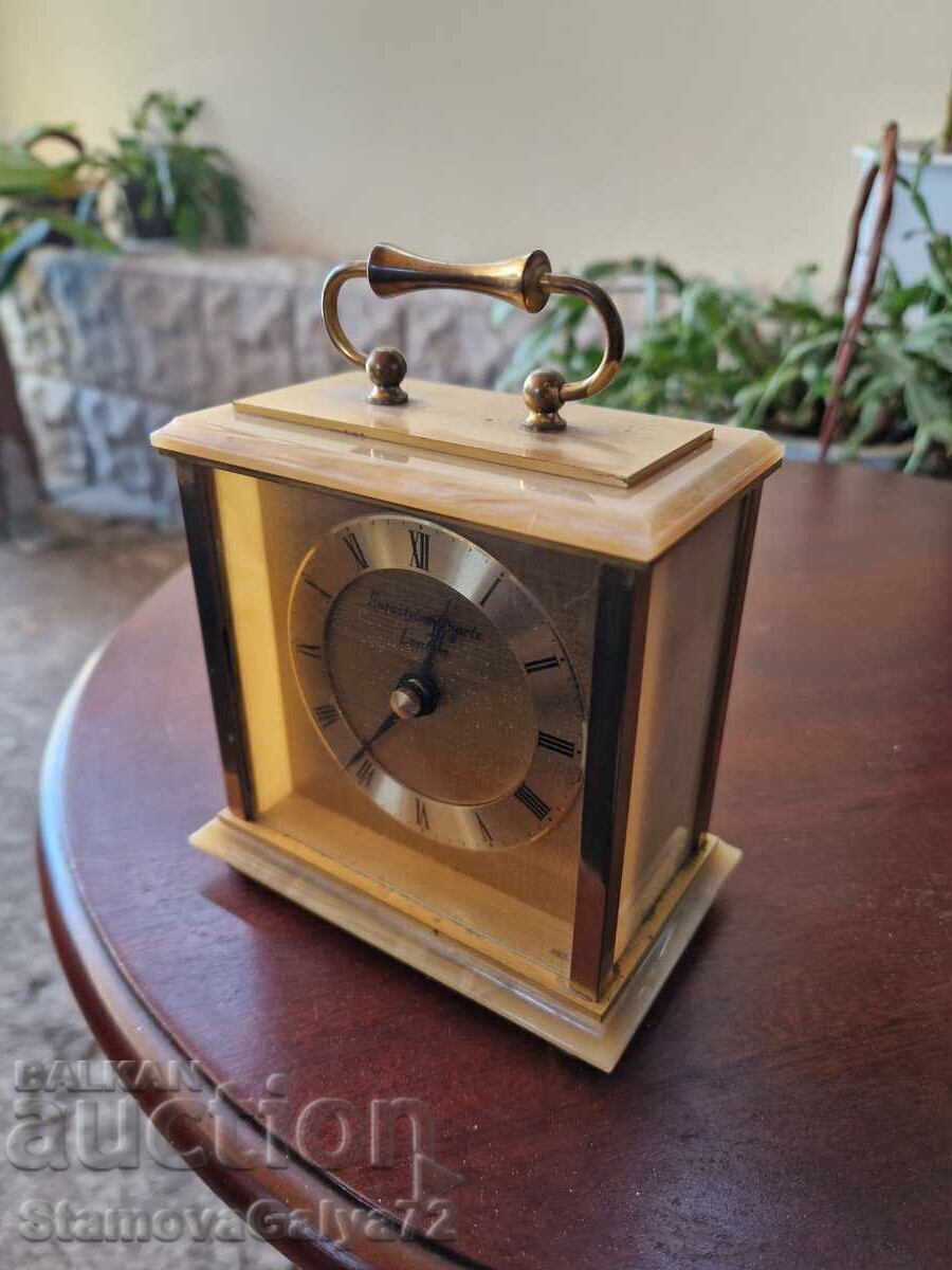 Delivery of Beautiful antique English brass and onyx desk clock Delivery of Beautiful antique English brass and onyx desk clock