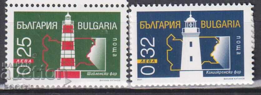 Чисти марки Морски фарове 2001 от България