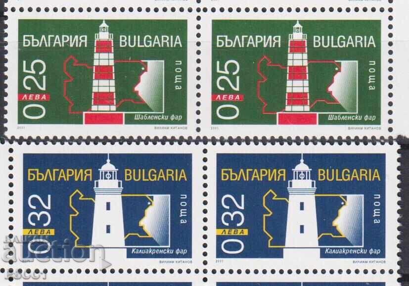 Чисти марки Морски фарове 2001 от България